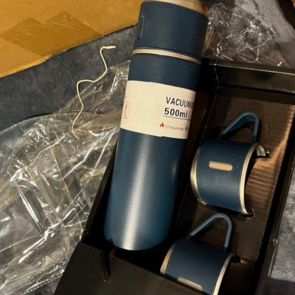 🆕 4PC Vacuum Thermos Bottle Set Blue - Picture 13 of 14